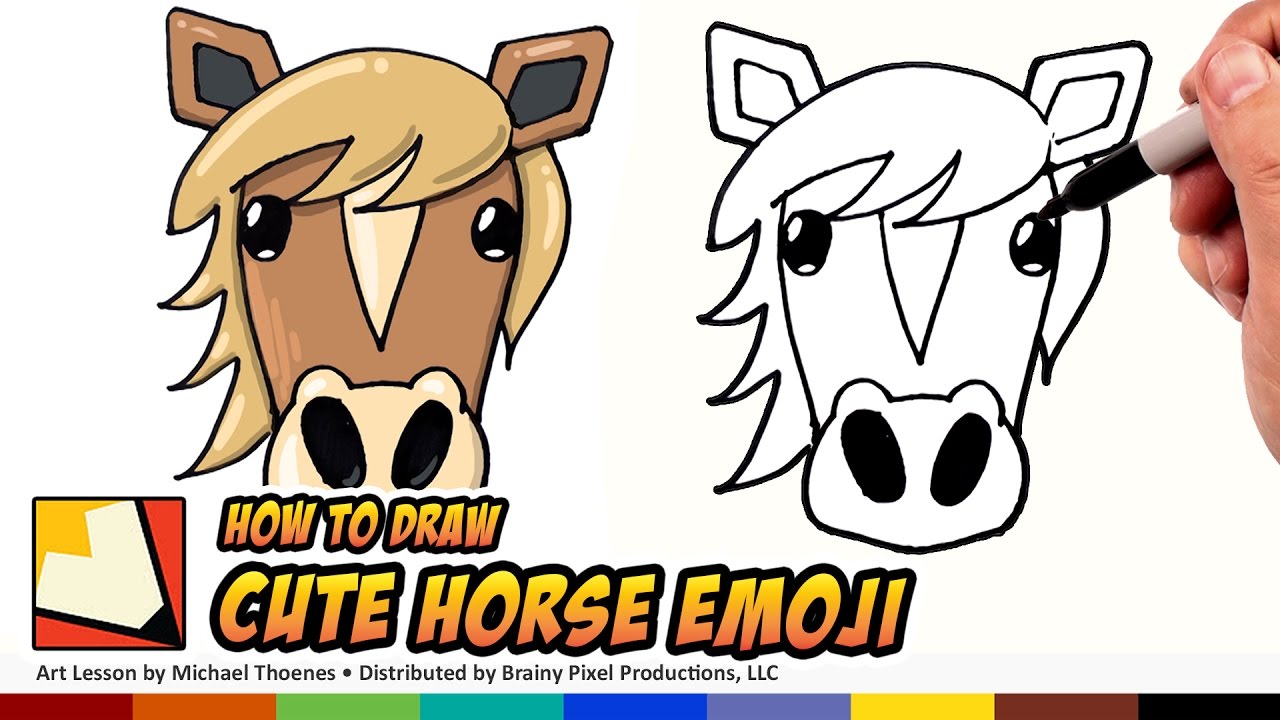 1280x720 How To Draw A Cute Horse Emoji For Beginners Step - Simple Horse Head Drawing