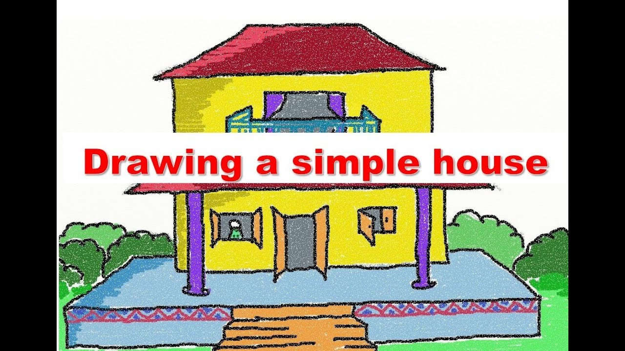 1280x720 Building Drawing For Kids Drawing A Simple House How To Draw - Simple House Drawing For Kids