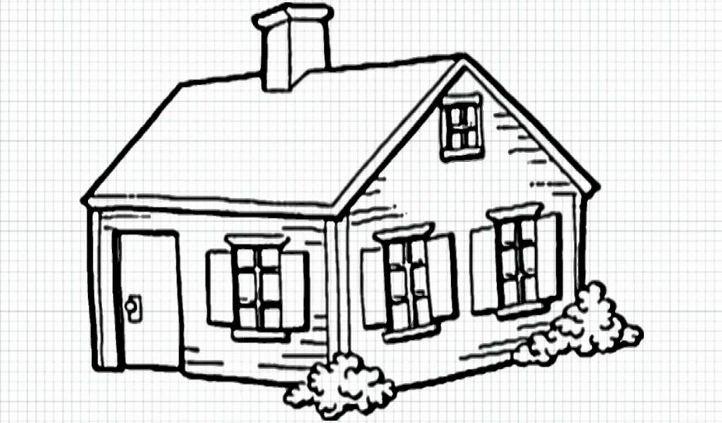 1024x600 Draw House For Kids - Simple House Drawing For Kids