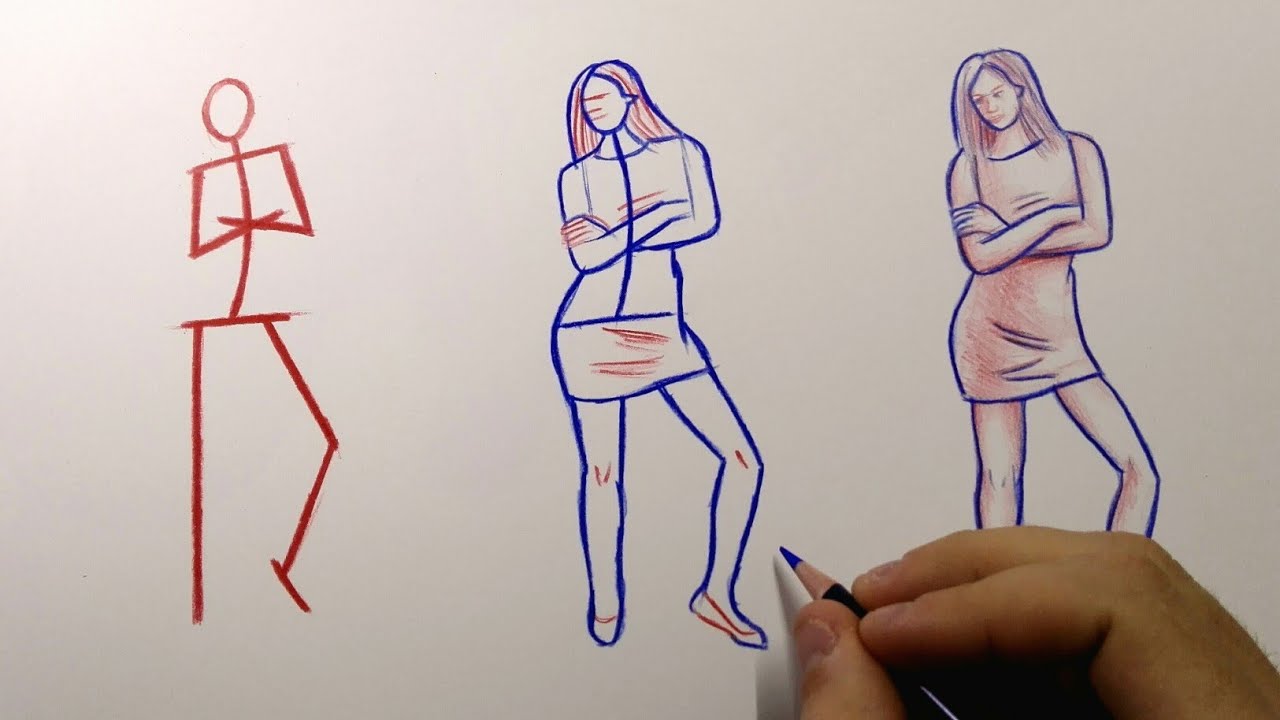 1280x720 How To Draw Human Figures For Beginners - Simple Human Body Drawing