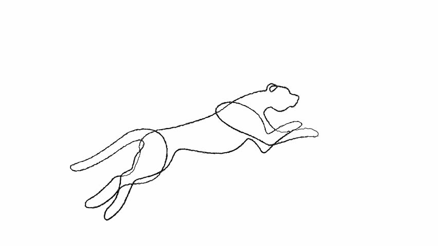 852x480 Self Drawing Animation Of Continuous Stock Footage Video - Simple Jaguar Drawing