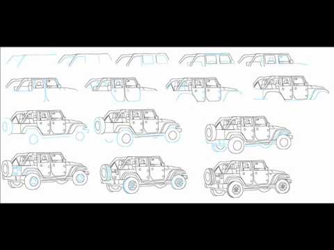 480x360 how to draw a jeep wrangler suv easy simple step - Simple Jeep Drawing