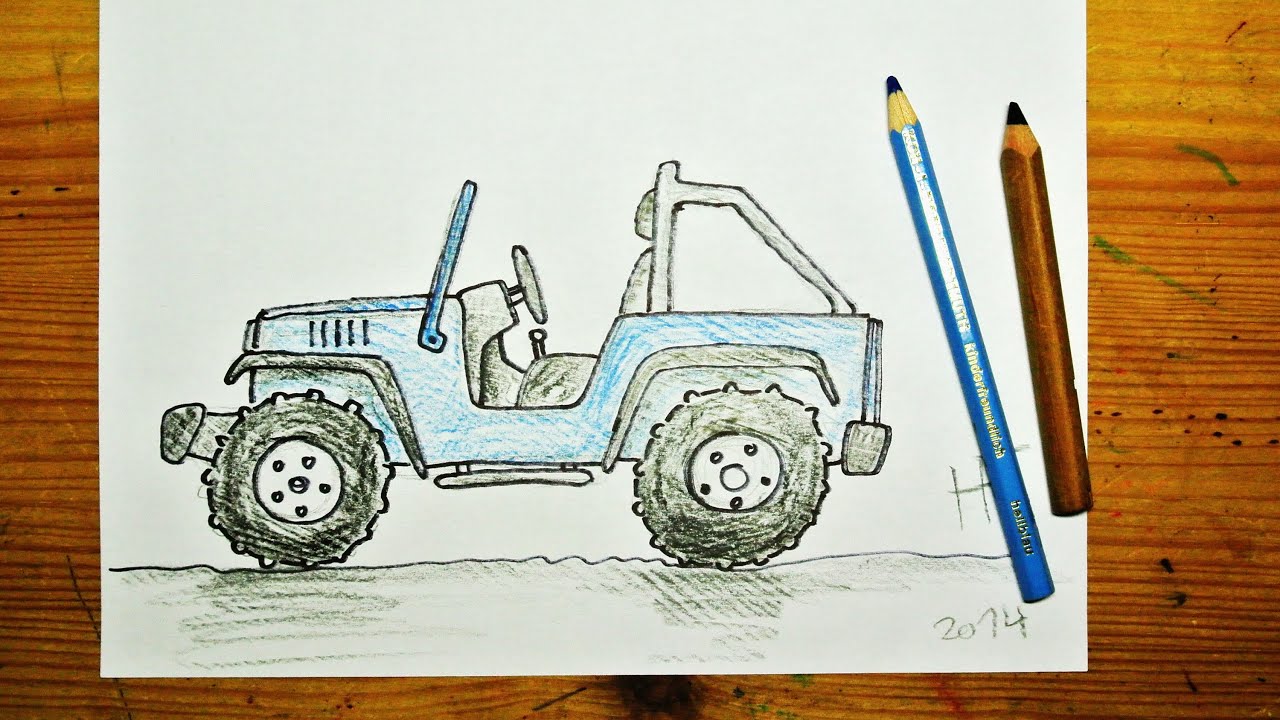 1280x720 how to draw a jeep wrangler - Simple Jeep Drawing