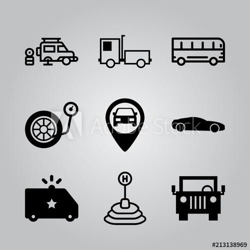 500x500 simple icon set of transport related jeep front, sport car black - Simple Jeep Drawing