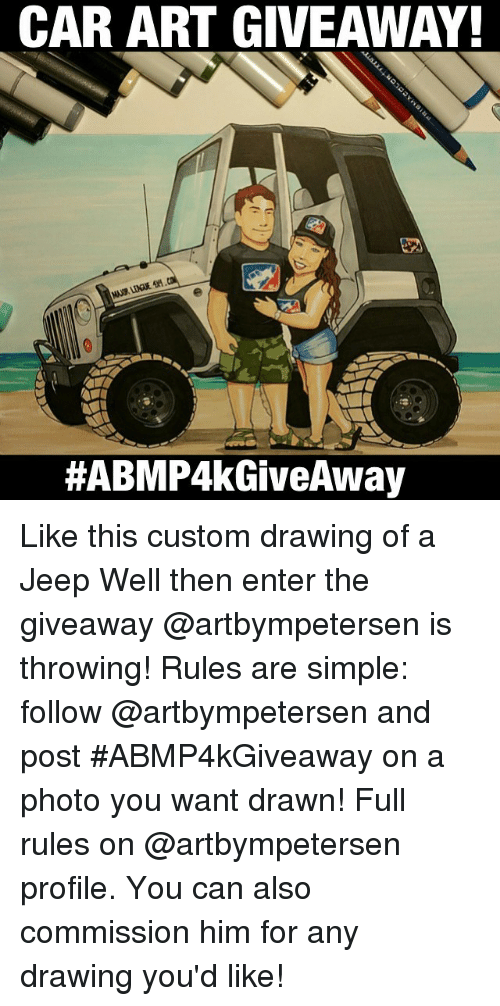 500x1006 car art giveaway! giveaway like this custom drawing - Simple Jeep Drawing