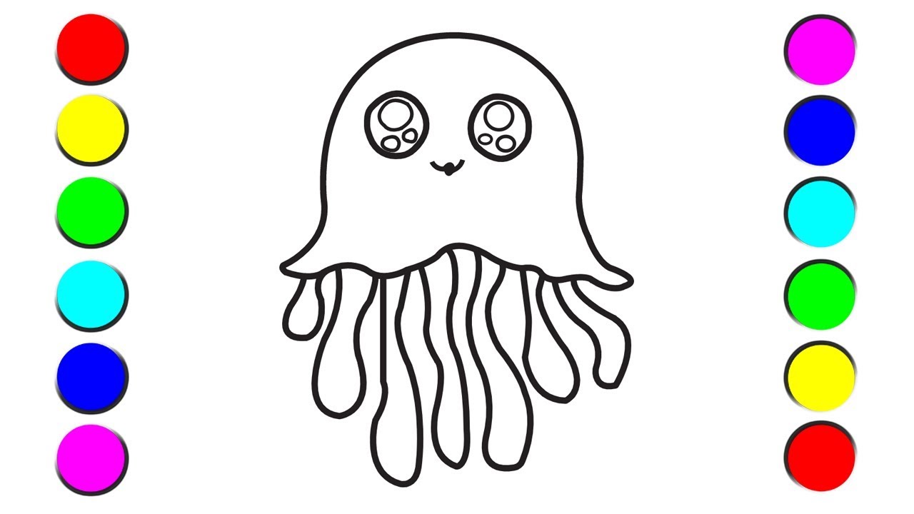 1280x720 jellyfish drawing tutorial easy step - Simple Jellyfish Drawing