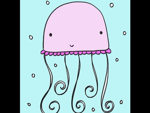 480x360 how to draw a cartoon jellyfish simple drawing lesson for kids - Simple Jellyfish Drawing