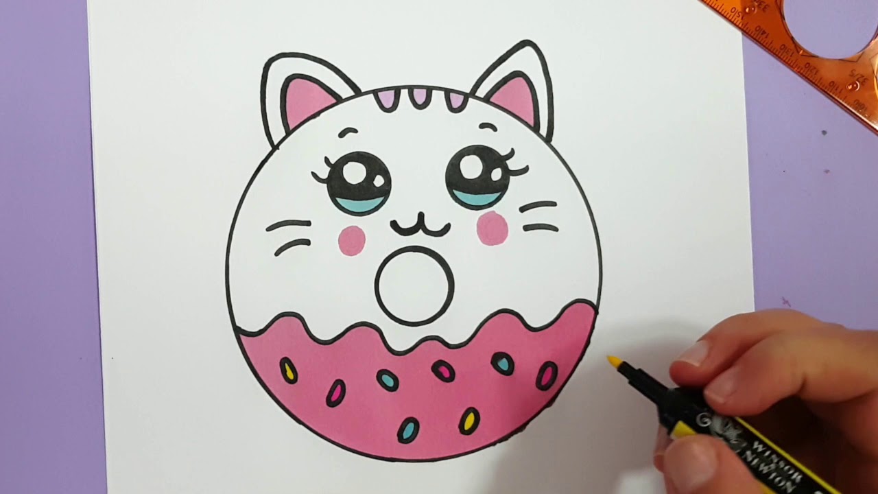 1280x720 How To Draw A Cute Kitten Donut Super Easy - Simple Kitten Drawing