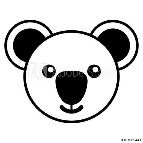 500x500 Simple Line Art Of A Cute Koala - Simple Koala Drawing