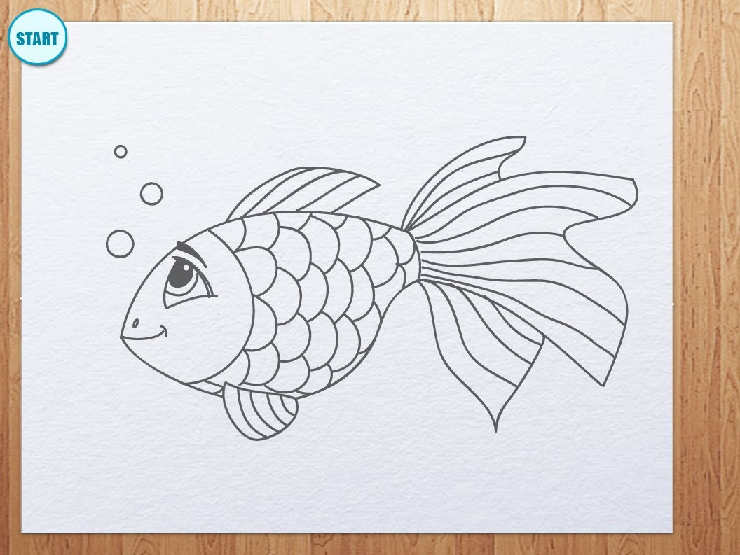 1056x793 Easy Fish Drawing - Simple Koi Drawing