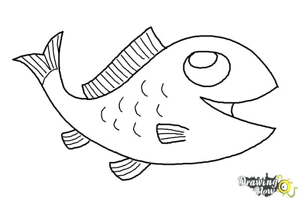 600x400 simple fish to draw how to draw a simple fish step simple koi fish - Simple Koi Fish Drawing