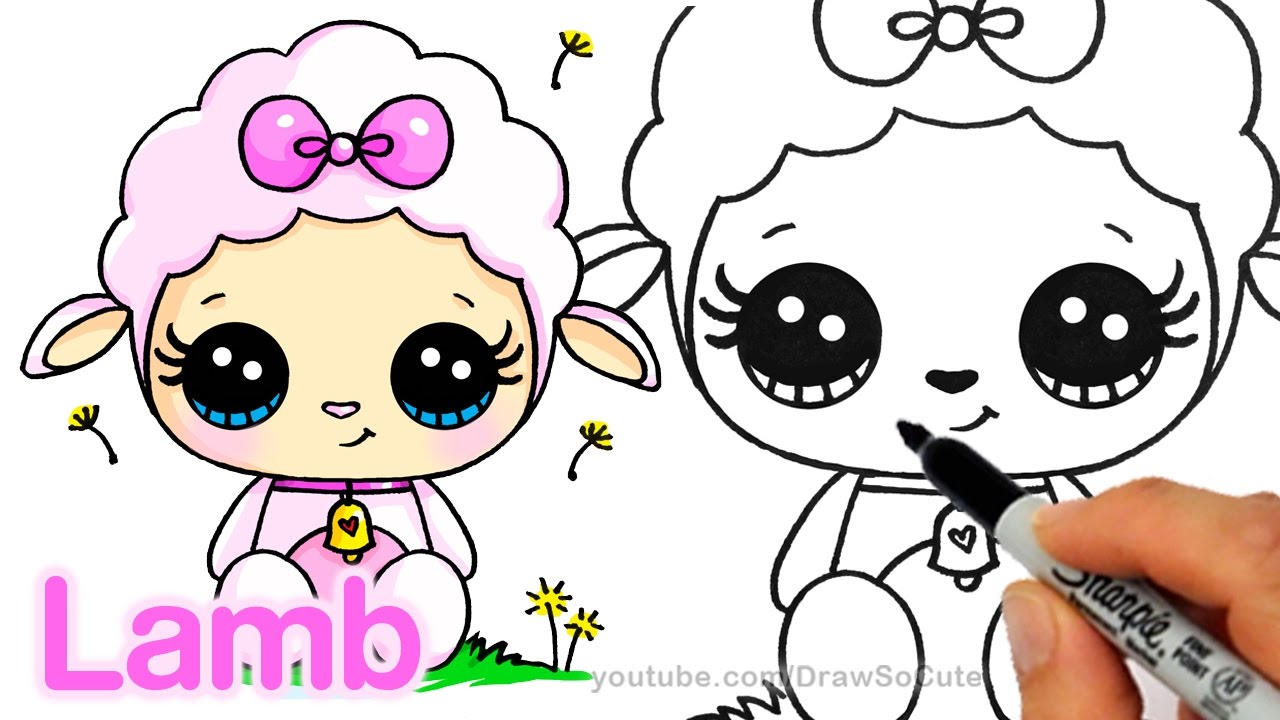 1280x720 How To Draw A Cute Lamb Step - Simple Lamb Drawing