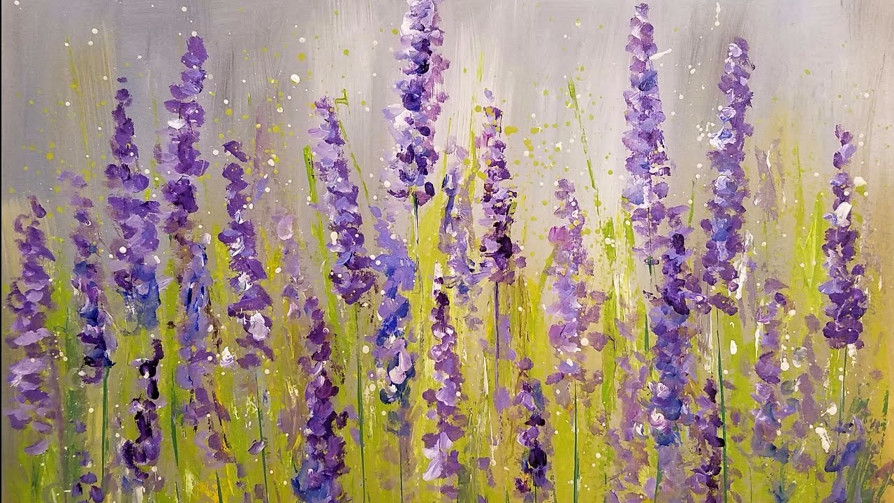 1280x720 Easy Lavender Painting With Cotton Swabs Acrylic Tutorial Step - Simple Lavender Drawing