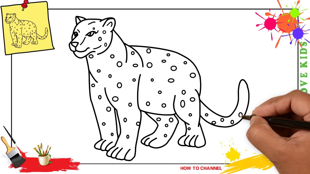 1280x720 How To Draw A Leopard Easy Slowly Step - Simple Leopard Drawing