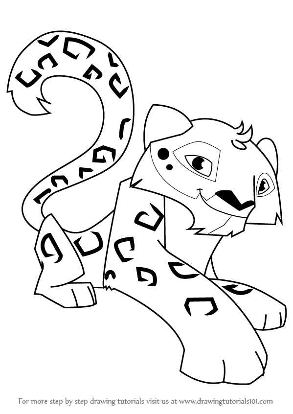 599x846 Learn How To Draw Snow Leopard From Animal Jam - Simple Leopard Drawing