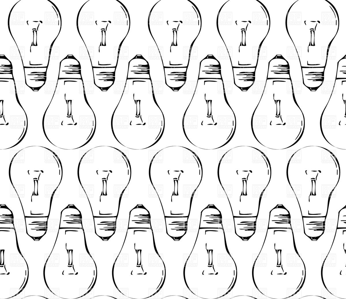 1200x1039 Seamless Pattern Made Of Silhouette Of Black Light Bulbs Vector - Simple Light Bulb Drawing
