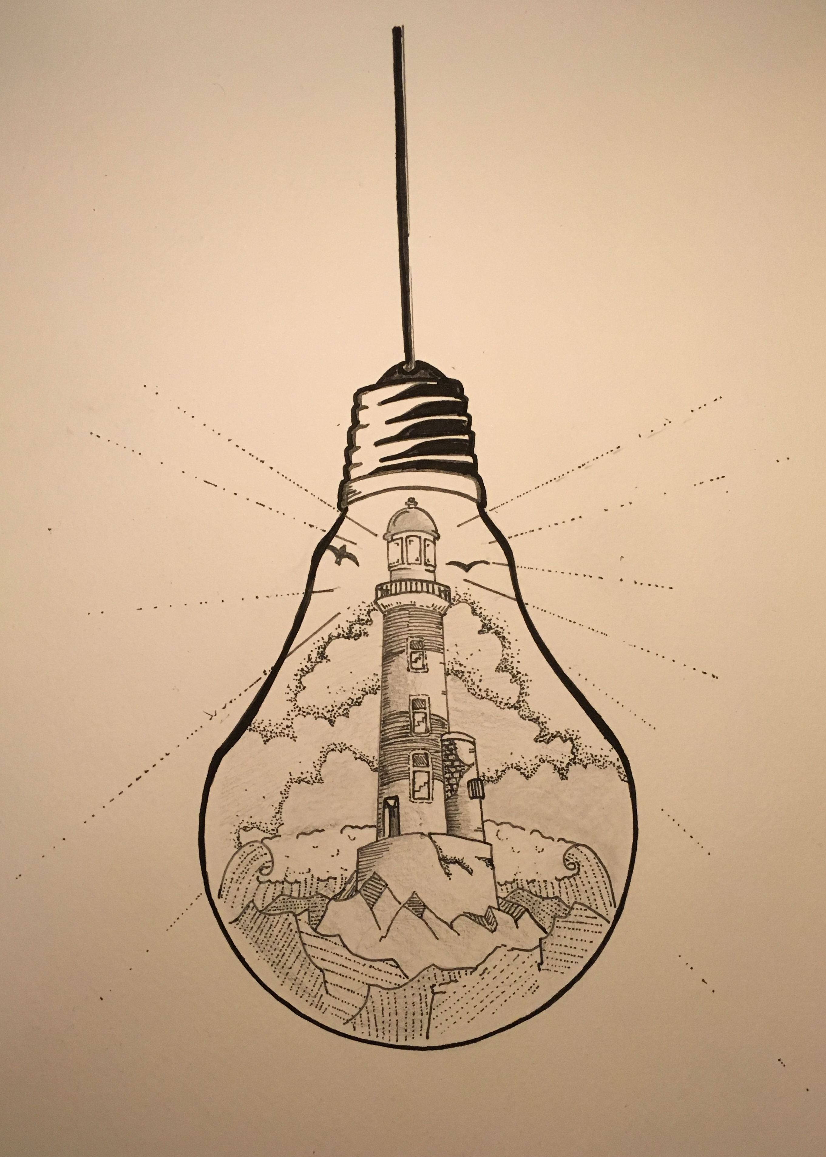 2722x3813 what if there was a tiny lighthouse inside of every light bulb - Simple Light Bulb Drawing