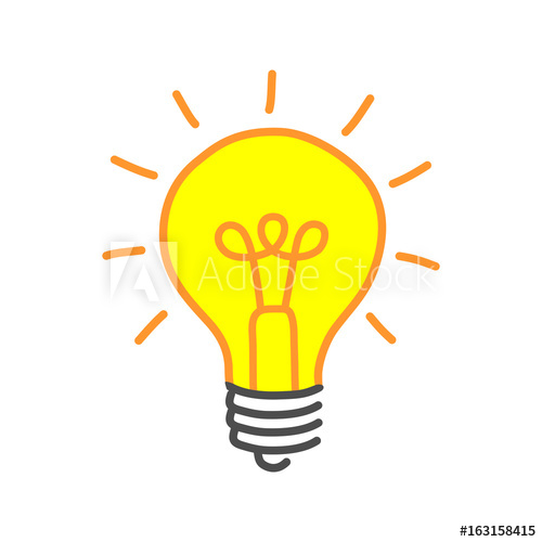 500x500 yellow lightbulb drawing on white background - Simple Light Bulb Drawing