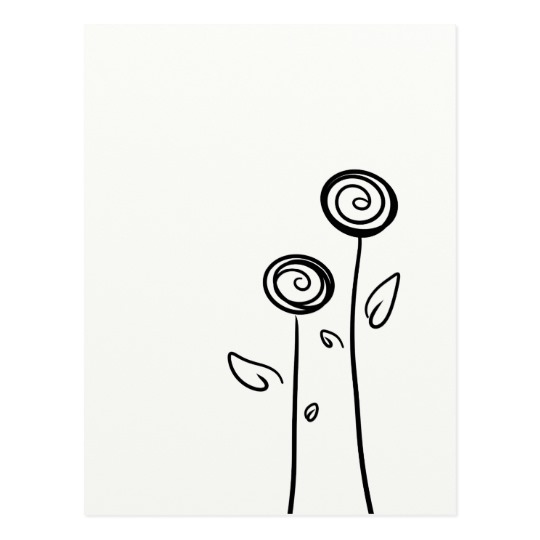 540x540 two flowers simple line drawing postcard zazzle ca - Simple Line Drawing