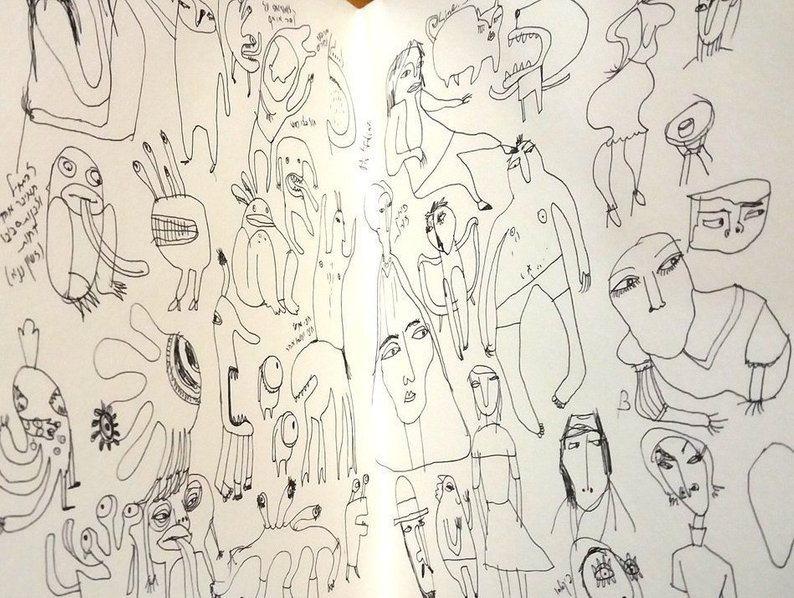 794x598 Fanzine Art Zine Art Card Zine Art Monsters Sketch Odd Etsy - Simple Line Drawing Artists