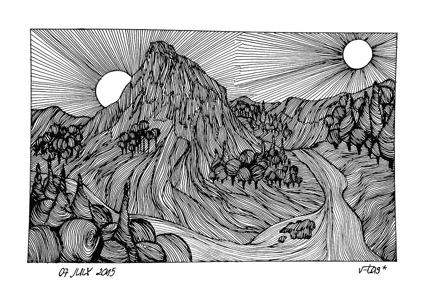 880x610 the power of simple lines intricate drawings - Simple Line Drawing Artists