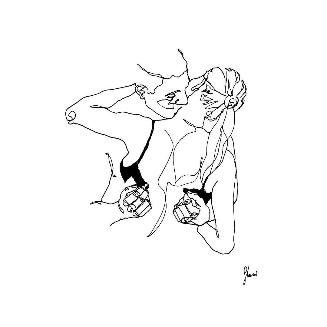 1080x1080 artist uses simple line drawings to capture a couple's intimate - Simple Line Drawing Artists