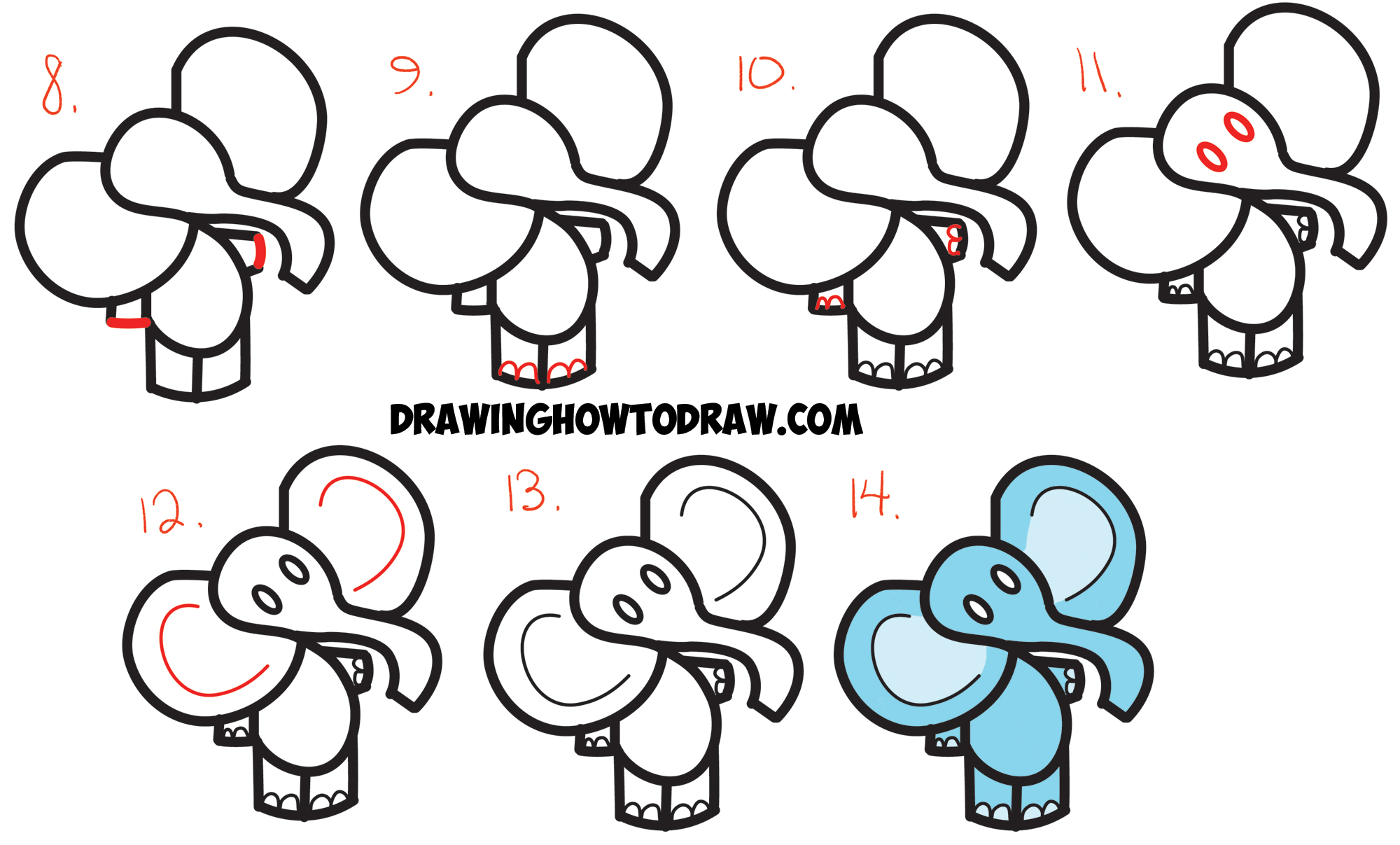 2000x1207 How To Draw Cartoon Elephant From The Dollar Sign - Simple Line Drawing Elephant