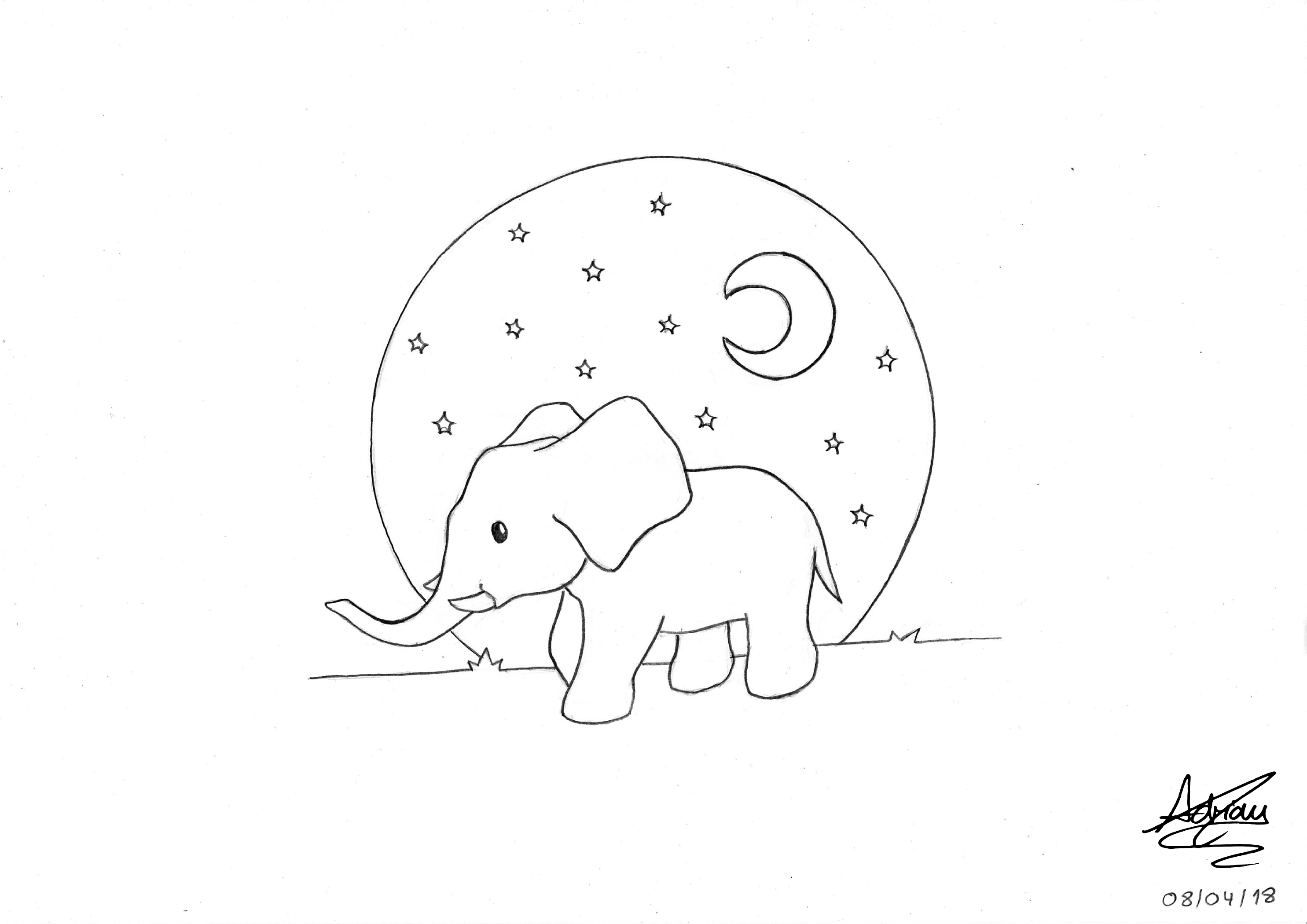 2970x2100 Line Art Elephant Picmypen - Simple Line Drawing Elephant