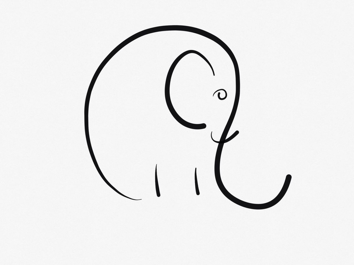 1200x900 Rock Painting Drawings, Doodle Art, Art - Simple Line Drawing Elephant
