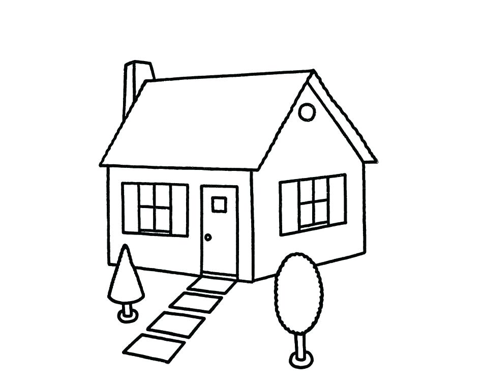 954x753 House Drawing - Simple Line Drawing Of A House