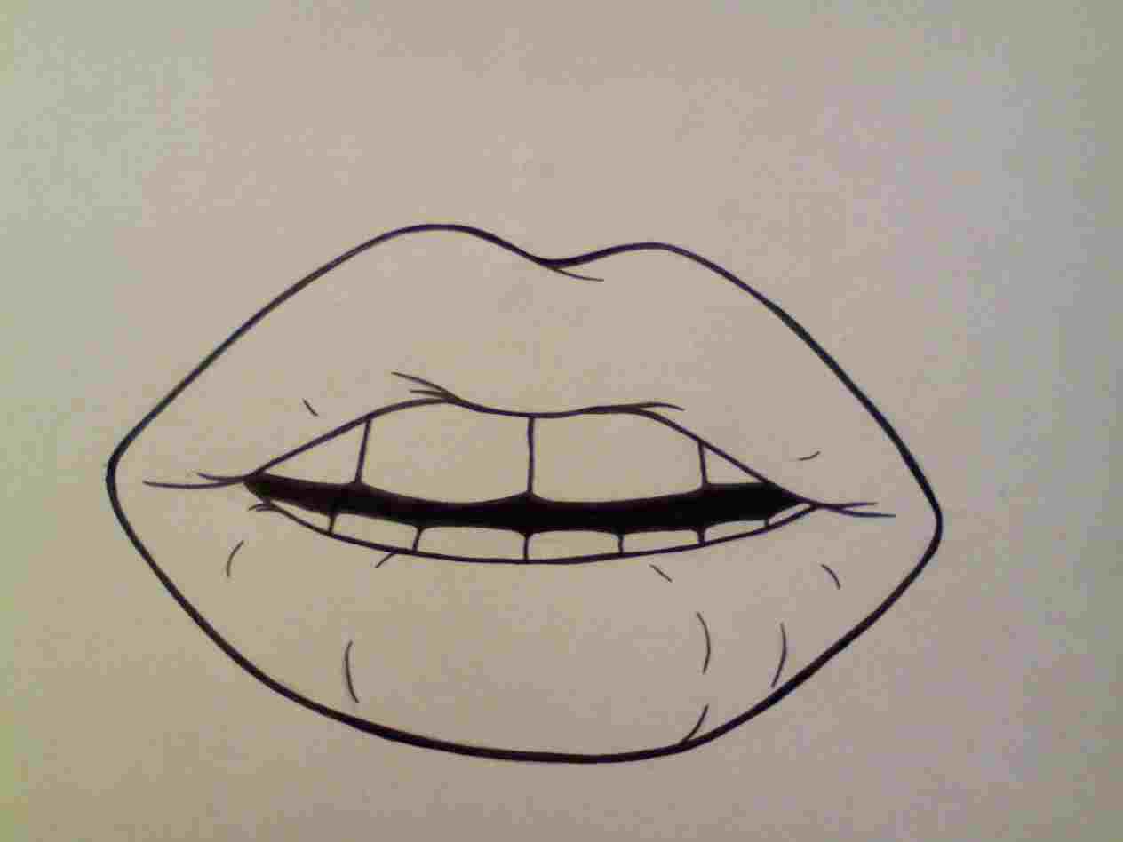 1264x948 simple simple lips drawing lips drawing how to draw mouth - Simple Lips Drawing