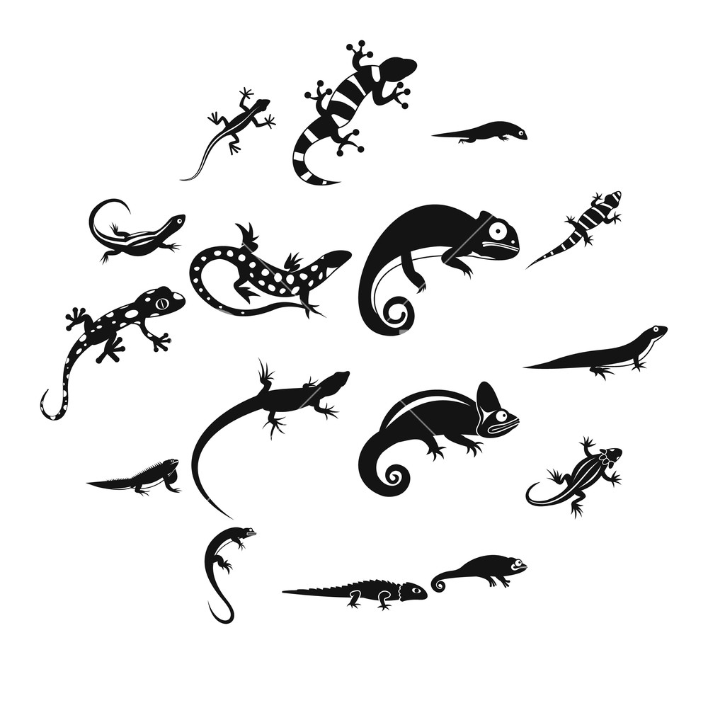 Змея, рыбы, ящерица иконки вектор