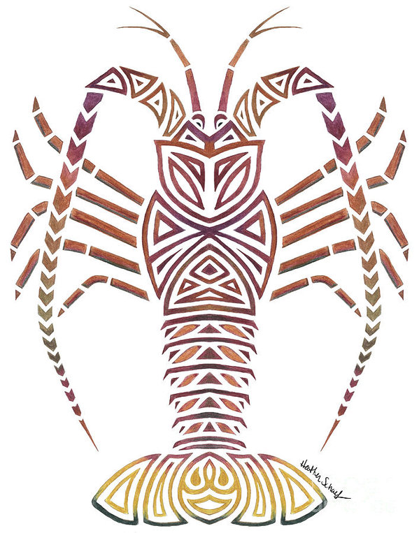 599x763 tribal caribbean lobster poster - Simple Lobster Drawing