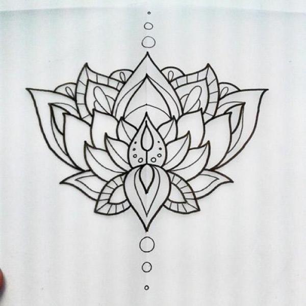 600x600 Black Simple Lotus Flower Tattoo Drawing - Simple Lotus Flower Drawing