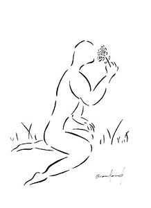 218x300 Original Art Signed Ink Drawing Minimalism - Simple Man Drawing