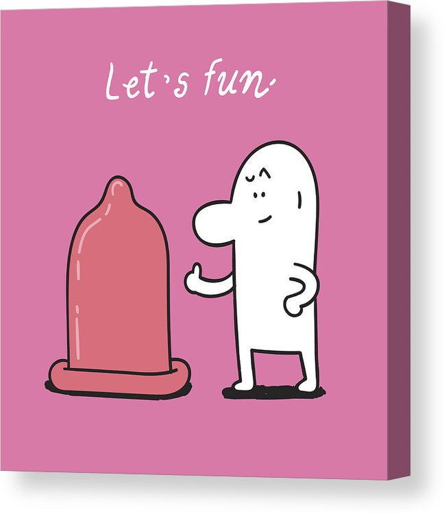 648x750 Simple Man And Big Condom, Doodle Vector Illustration Canvas - Simple Man Drawing