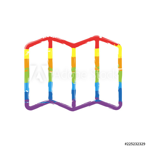 500x500 Simple Map Icon Linear Symbol With Thin Outline Drawing Sign - Simple Map Drawing