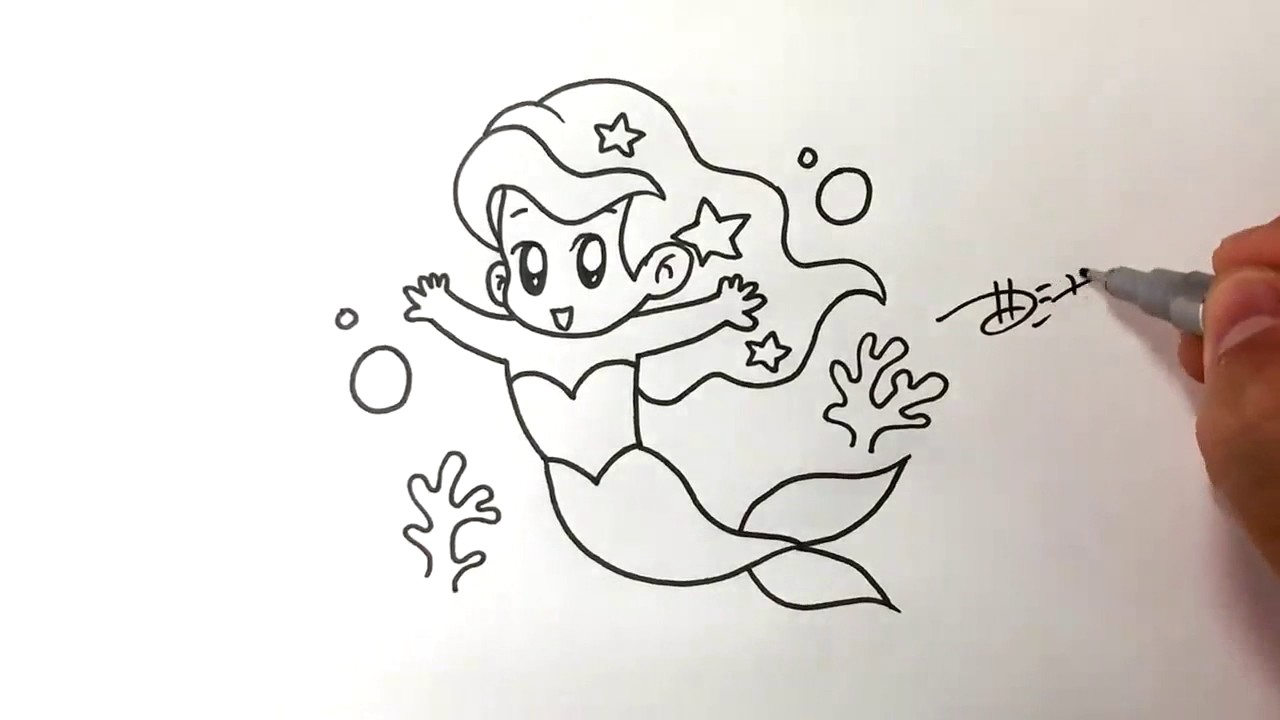 1280x720 Mermaid Drawing For Kids And Simple Mermaid Drawing How To Draw - Simple Mermaid Drawing