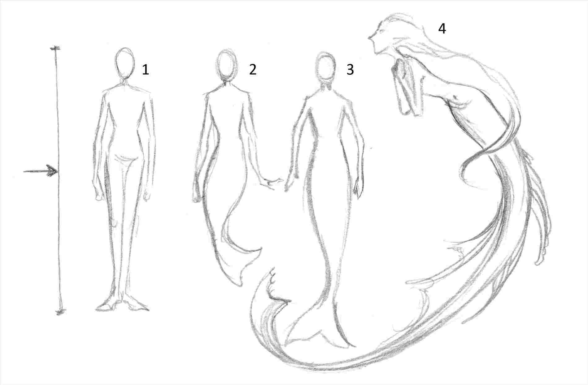 1899x1244 How Mermaid Drawing Simple To Draw Disneyus The Little Mermaid - Simple Mermaid Drawing