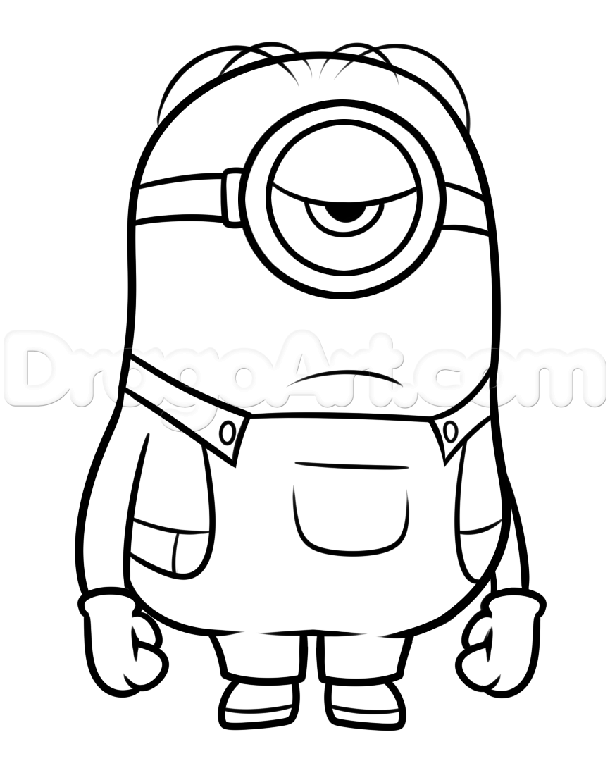 866x1080 how to draw stuart from minions step minion - Simple Minion Drawing