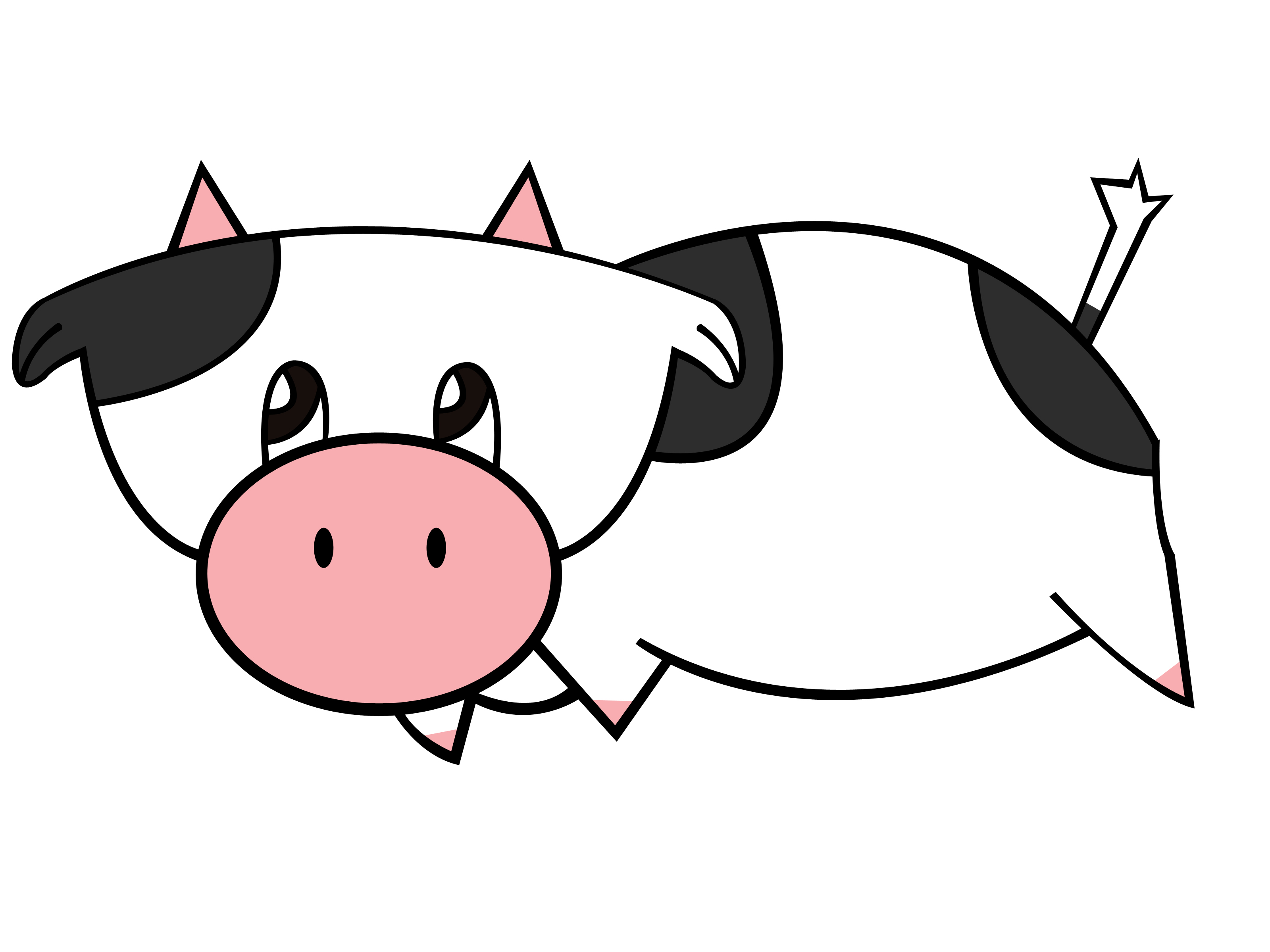 3200x2400 Cow Drawing And Label A Easy Step - Simple Mistletoe Drawing