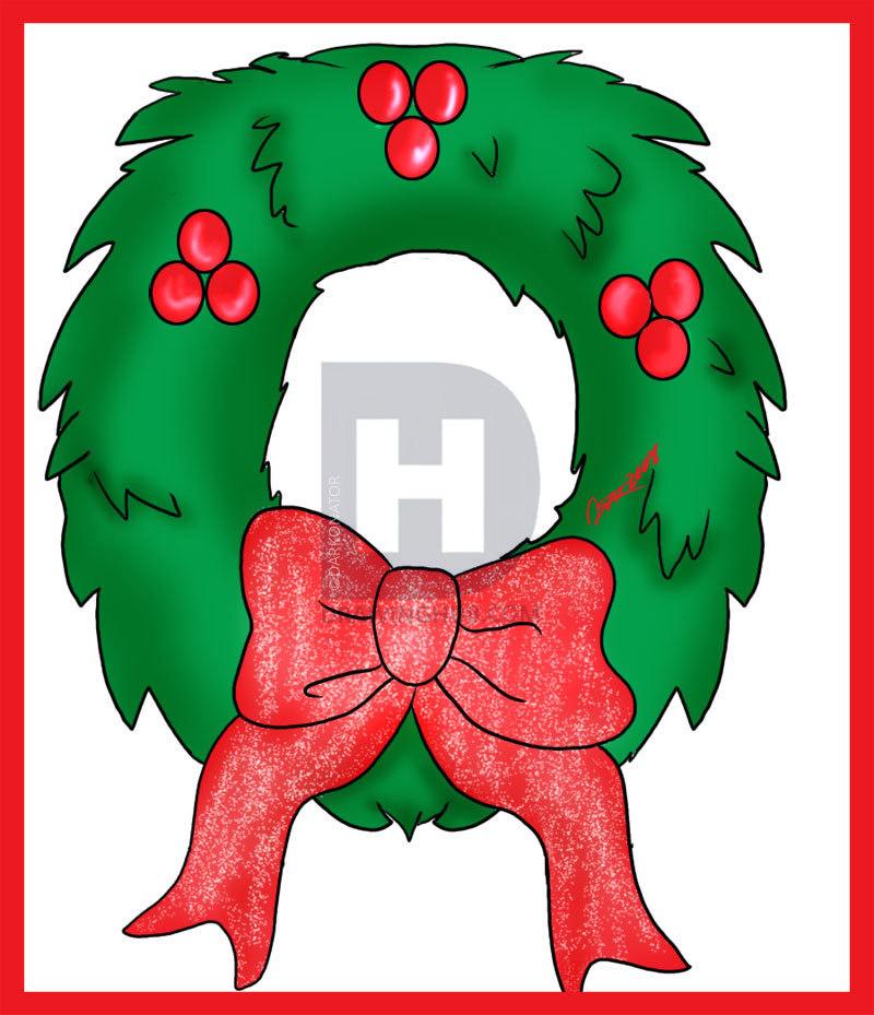 800x929 How To Draw A Simple Christmas Wreath, Step - Simple Mistletoe Drawing