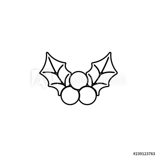 500x500 Mistletoe Icon Simple Outline Vector Of Christmas, New Year - Simple Mistletoe Drawing