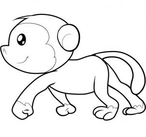 302x284 How To Draw How To Draw A Monkey For Kids - Simple Monkey Drawing
