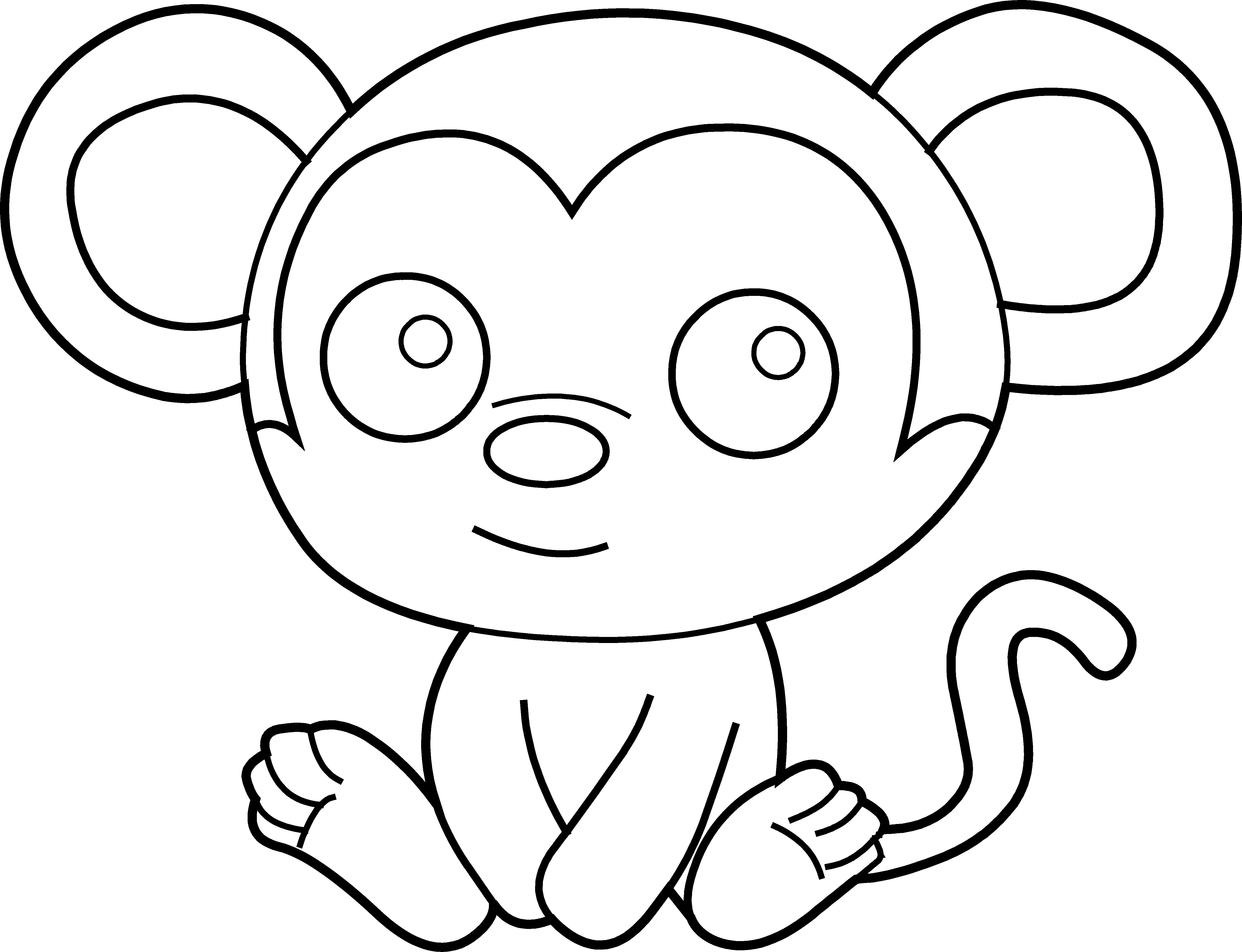 5111x3919 Monkeys Outline Transparent Png Clipart Free Download - Simple Monkey Face Drawing