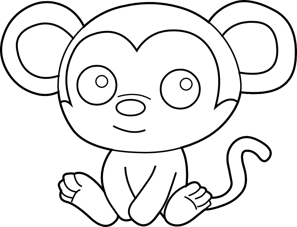 1024x785 Simple Monkey Coloring - Simple Monkey Face Drawing