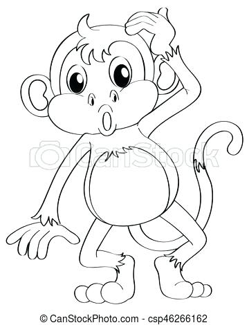 360x470 Simple Monkey Face Drawing At Free For Personal With White Outline - Simple Monkey Face Drawing