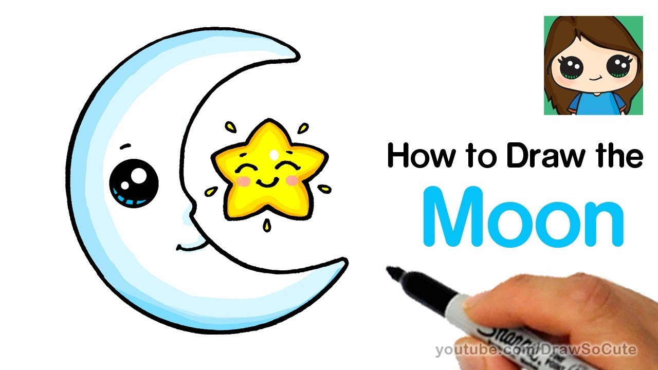 1280x720 How To Draw The Moon And A Star Easy Cute - Simple Moon Drawing