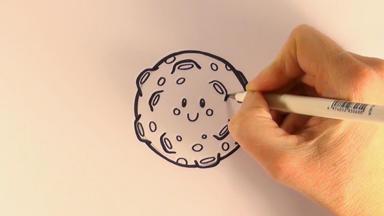 1280x720 How To Draw A Cartoon Full Moon - Simple Moon Drawing