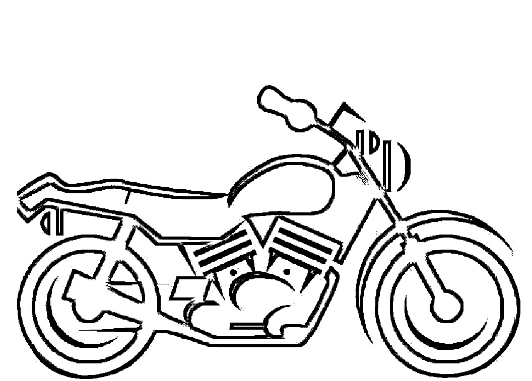 1056x757 Free Printable Motorcycle Coloring Pages For Kids - Simple Motorcycle Drawing
